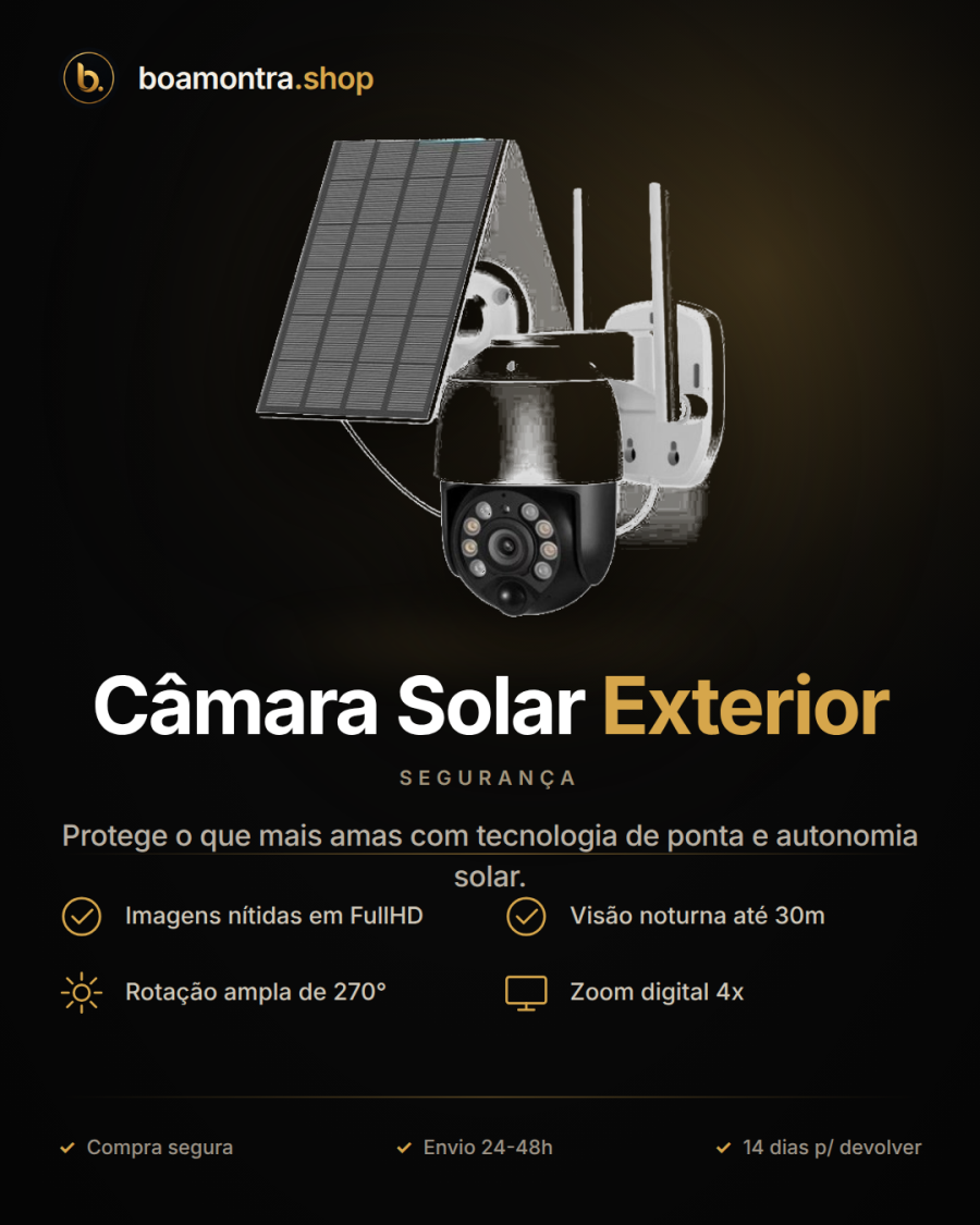 Segurança Eficaz com Câmara Solar Exterior