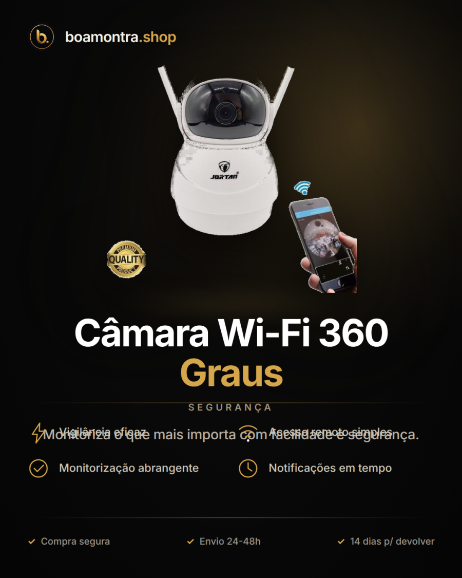 Vigilância Eficaz com Câmara Wi-Fi 360 Graus