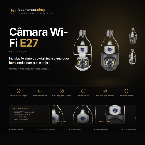 Segurança Eficiente com Câmara Wi-Fi E27