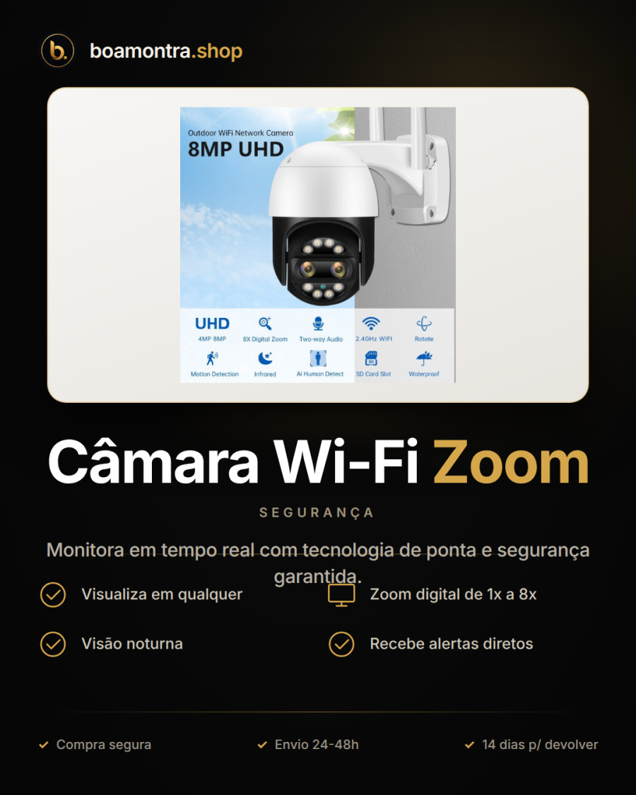 Protege a Tua Casa com Câmara Wi-Fi Zoom