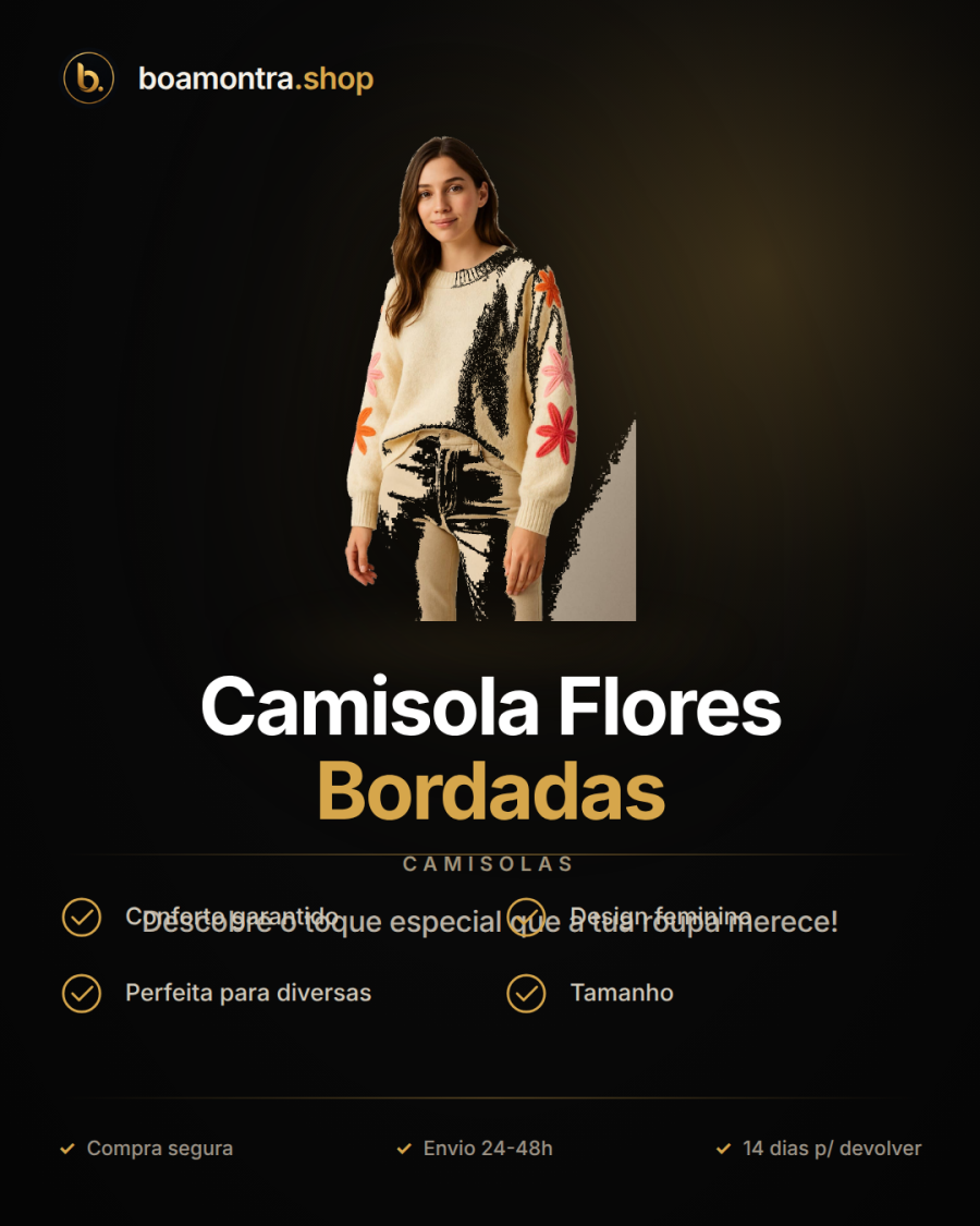 Elegância e Conforto com Camisola Flores Bordadas
