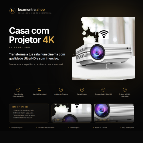 Experiência de Cinema em Casa com Projetor 4K