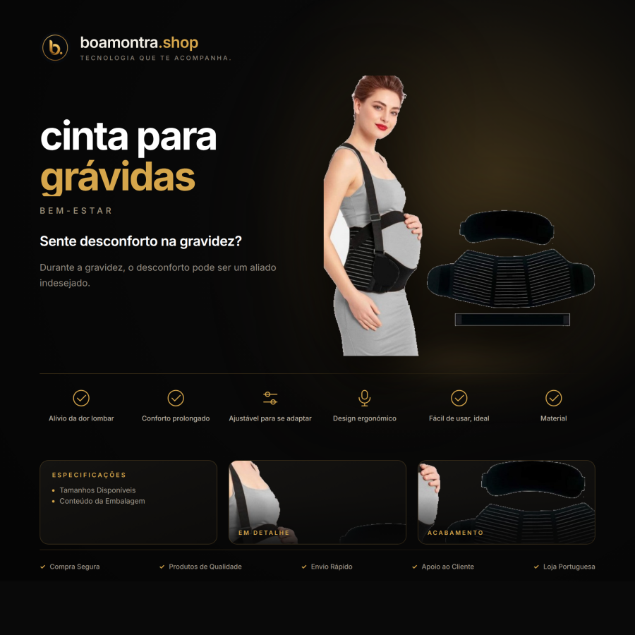 Alívio e conforto com cinta para grávidas