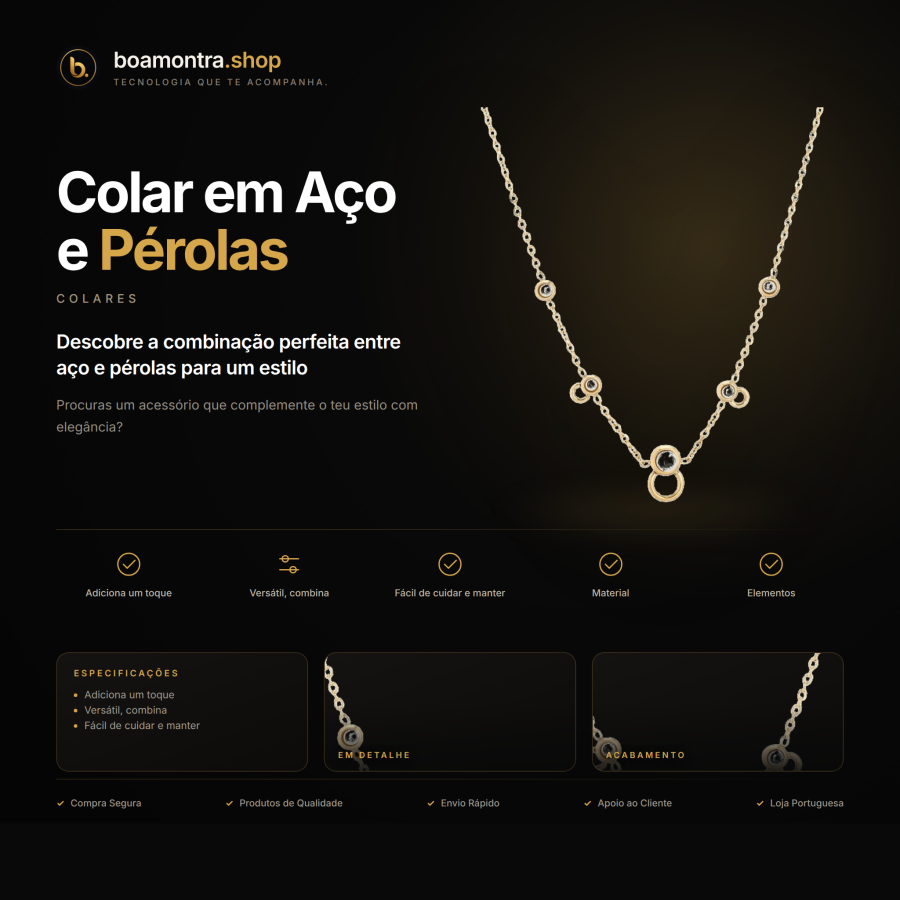Elegância Simples com Colar em Aço e Pérolas