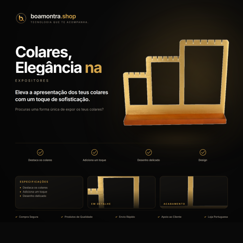 Expositor Dourado para Colares, Elegância na Exposição