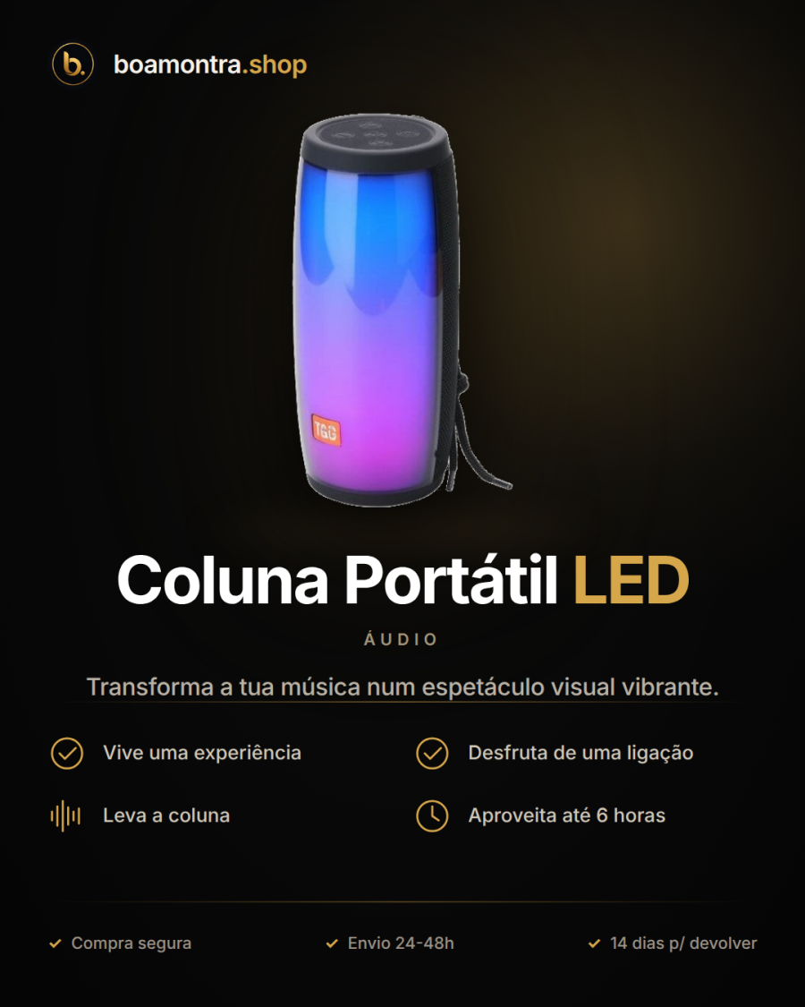 Experiência Imersiva com Coluna Portátil LED