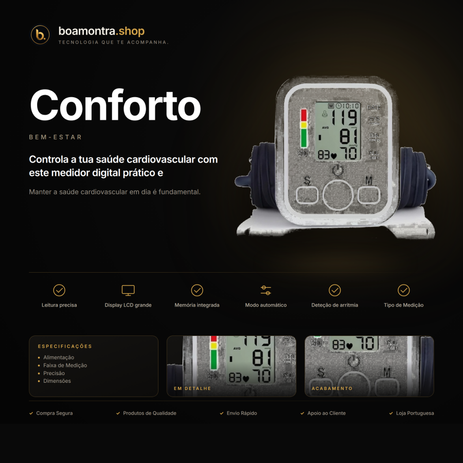 Monitora a tua Tensão Arterial com Conforto