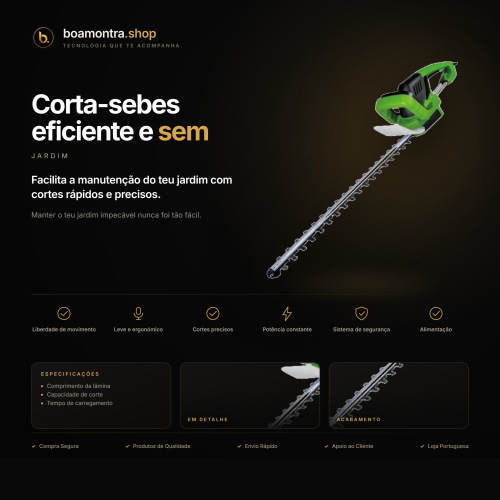 Corta-sebes eficiente e sem fios