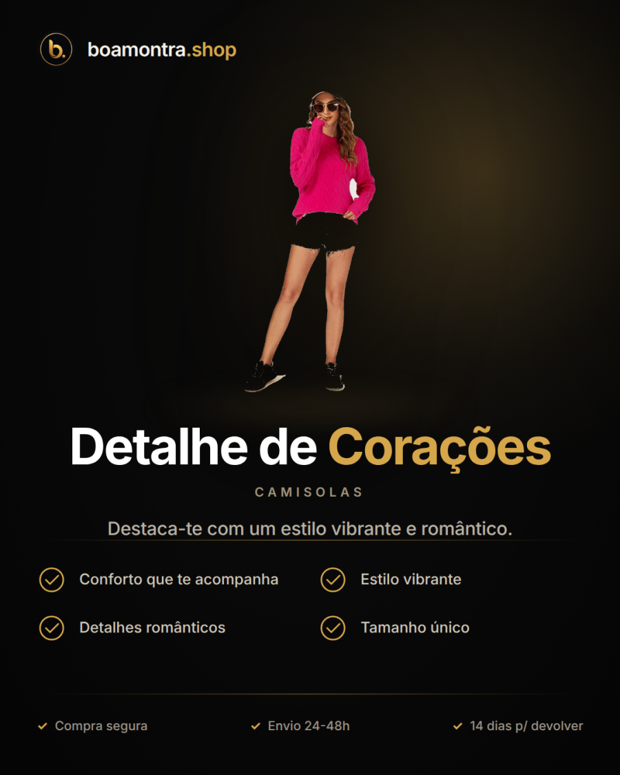 Camisola Fúcsia com Detalhe de Corações