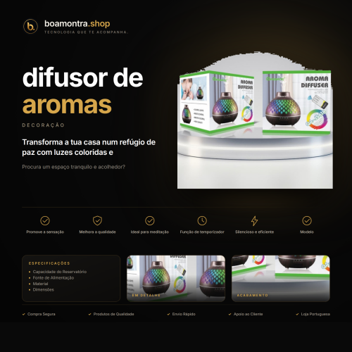 Cria um ambiente relaxante com difusor de aromas