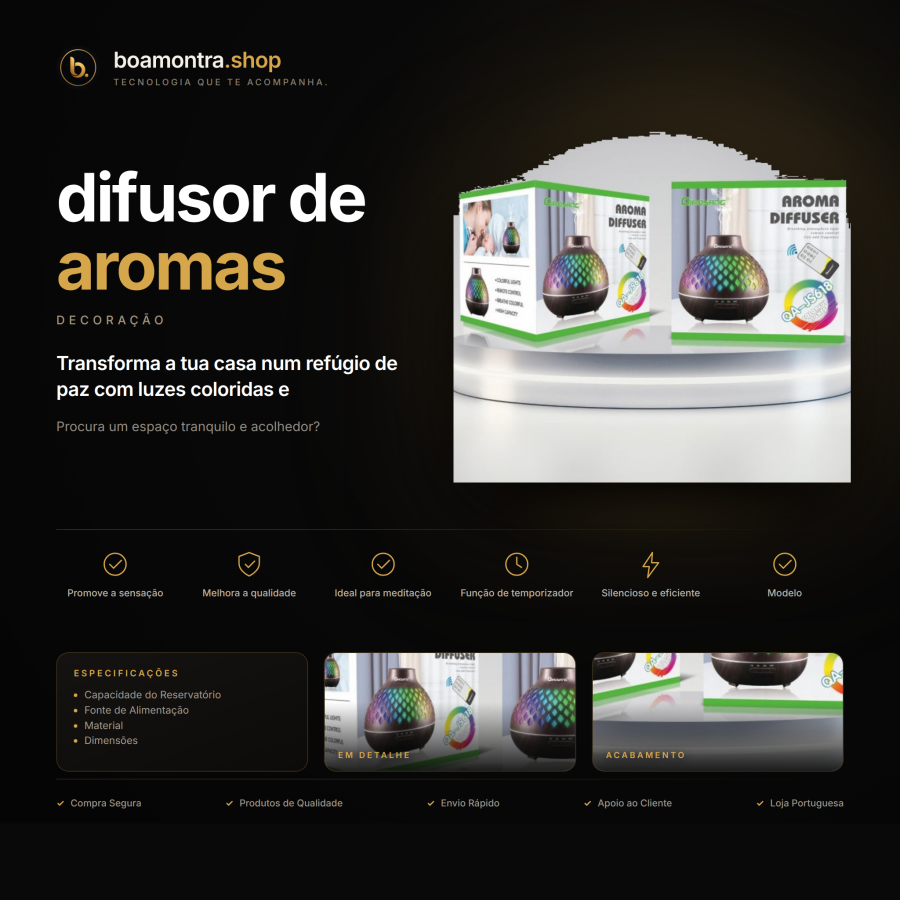 Cria um ambiente relaxante com difusor de aromas