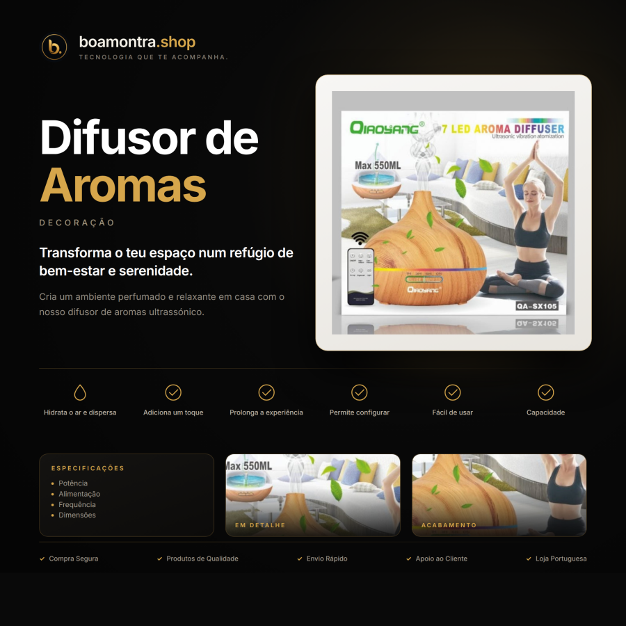 Atmosfera Relaxante com Difusor de Aromas