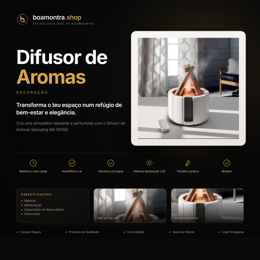 Atmosfera Relaxante com Difusor de Aromas