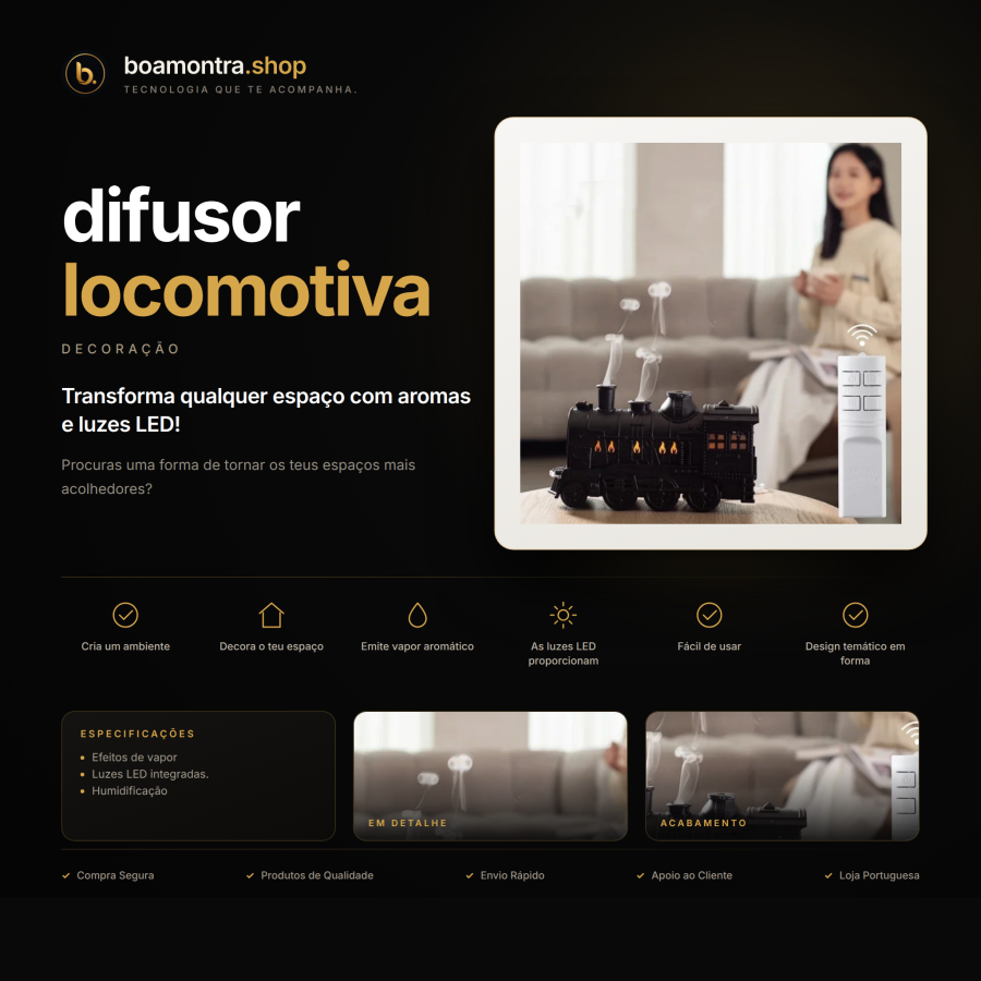 Cria um ambiente acolhedor com o difusor locomotiva