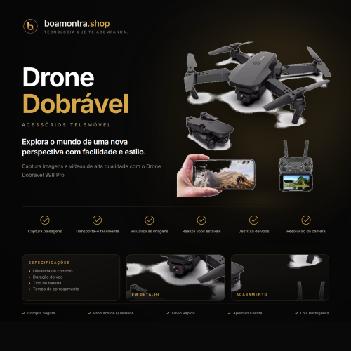 Captura momentos incríveis com Drone Dobrável