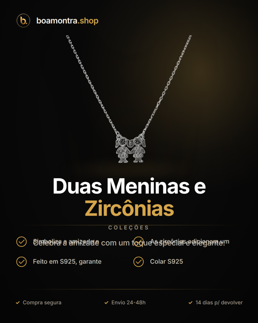 Colar S925 com Duas Meninas e Zircônias