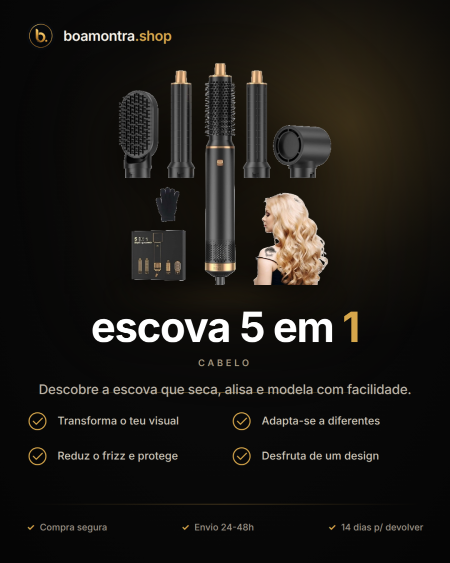 Transforma o teu cabelo com escova 5 em 1