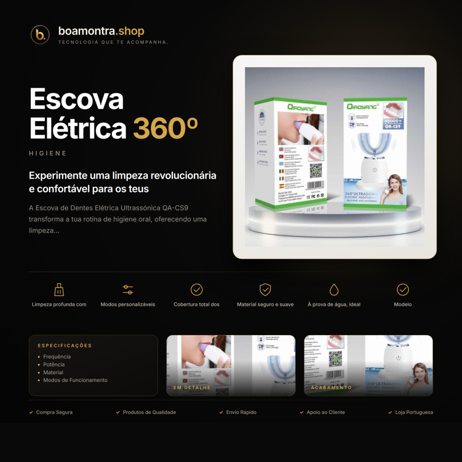Higiene Oral Eficiente com Escova Elétrica 360º