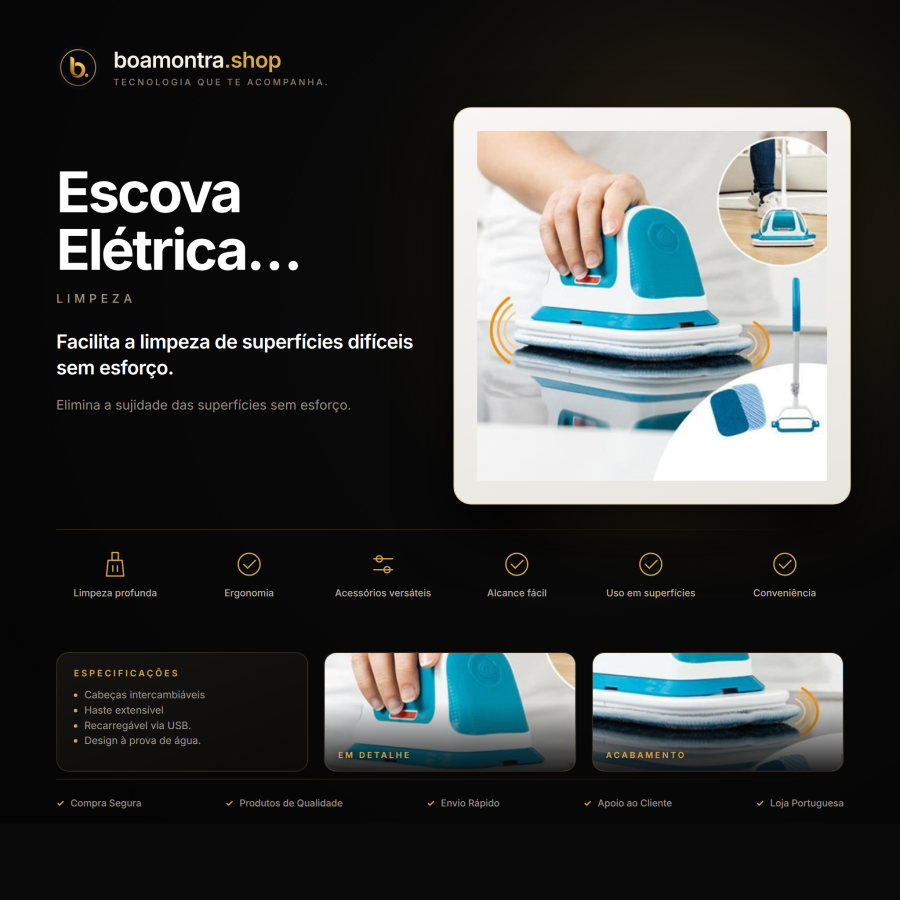 Limpeza Eficiente com Escova Elétrica Rotativa