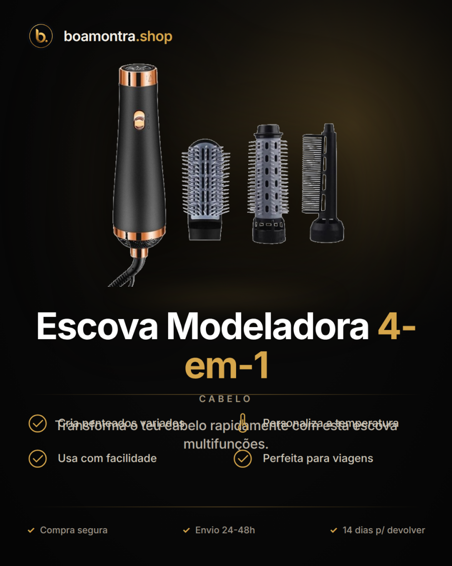 Cabelos Perfeitos com Escova Modeladora 4-em-1