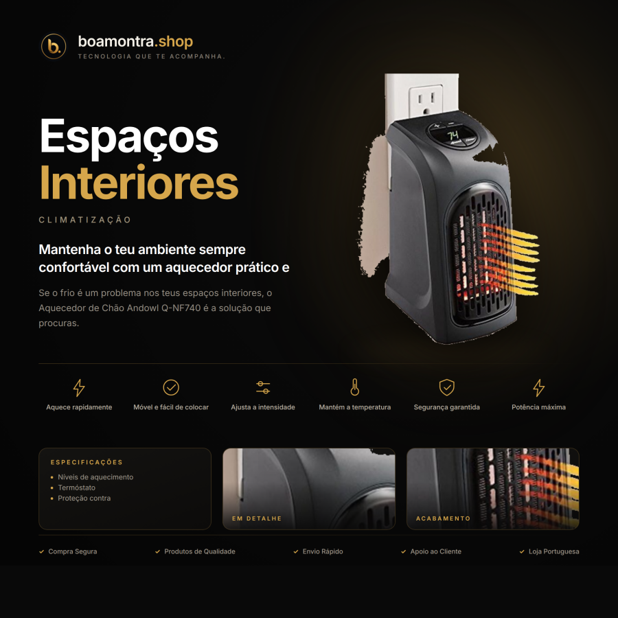 Aquecedor Eficiente para Espaços Interiores