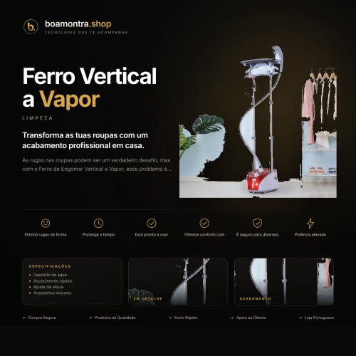 Elimina Rugas com Ferro Vertical a Vapor