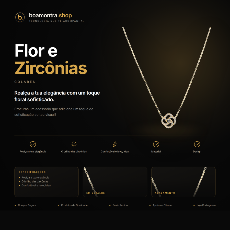 Beleza Delicada: Colar com Flor e Zircônias
