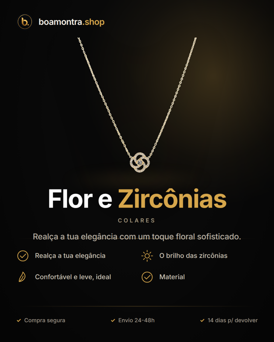 Beleza Delicada: Colar com Flor e Zircônias