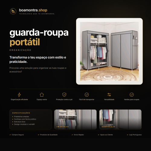 Organiza as tuas roupas com guarda-roupa portátil