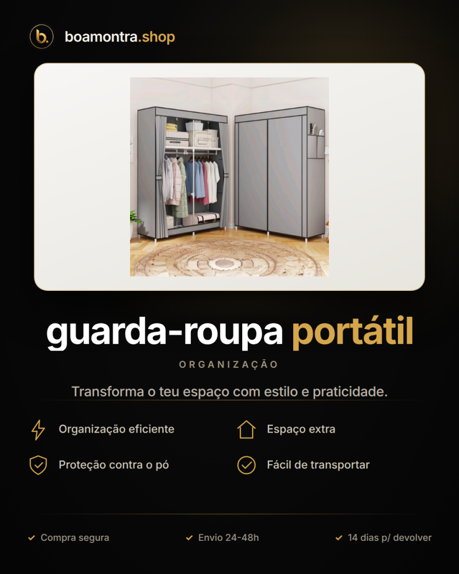 Organiza as tuas roupas com guarda-roupa portátil