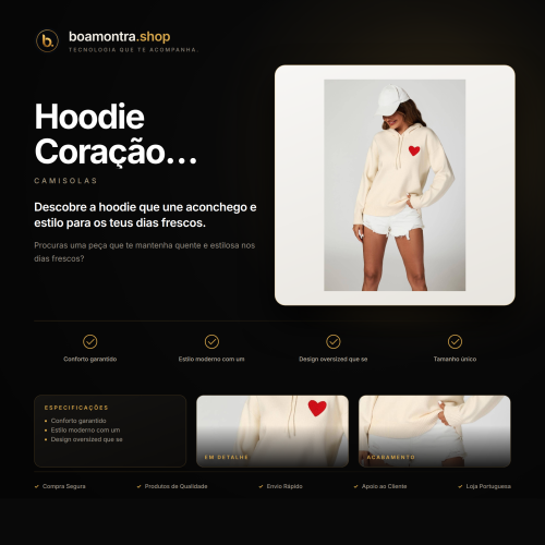 Conforto e Estilo com Hoodie Coração Creme