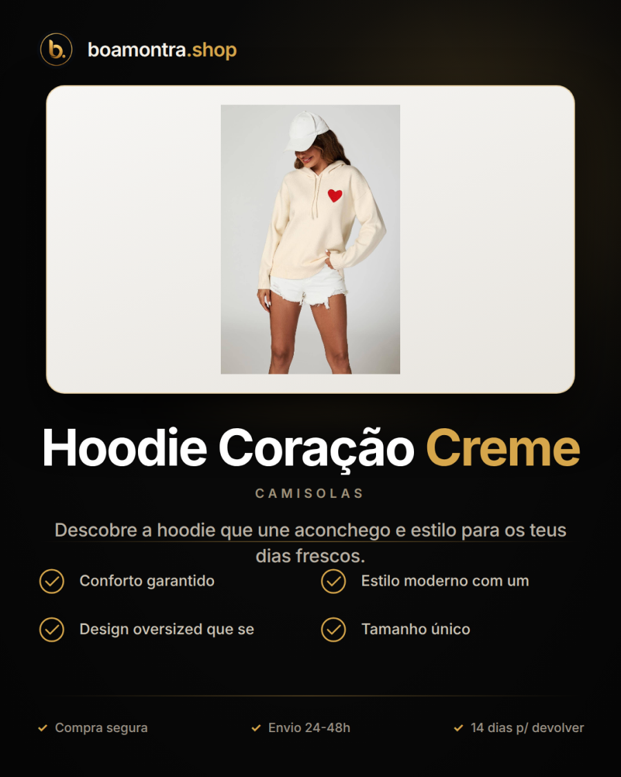Conforto e Estilo com Hoodie Coração Creme