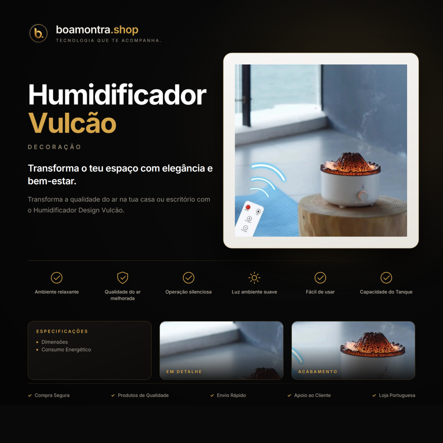 Ambiente Relaxante com Humidificador Vulcão