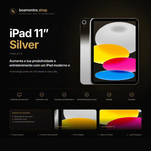 Desfruta de tecnologia com iPad 11'' Silver