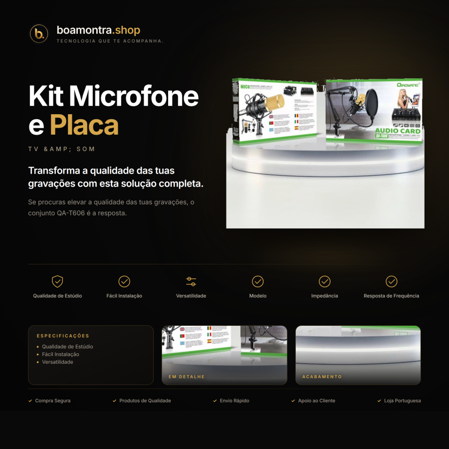 Gravações Profissionais com Kit Microfone e Placa