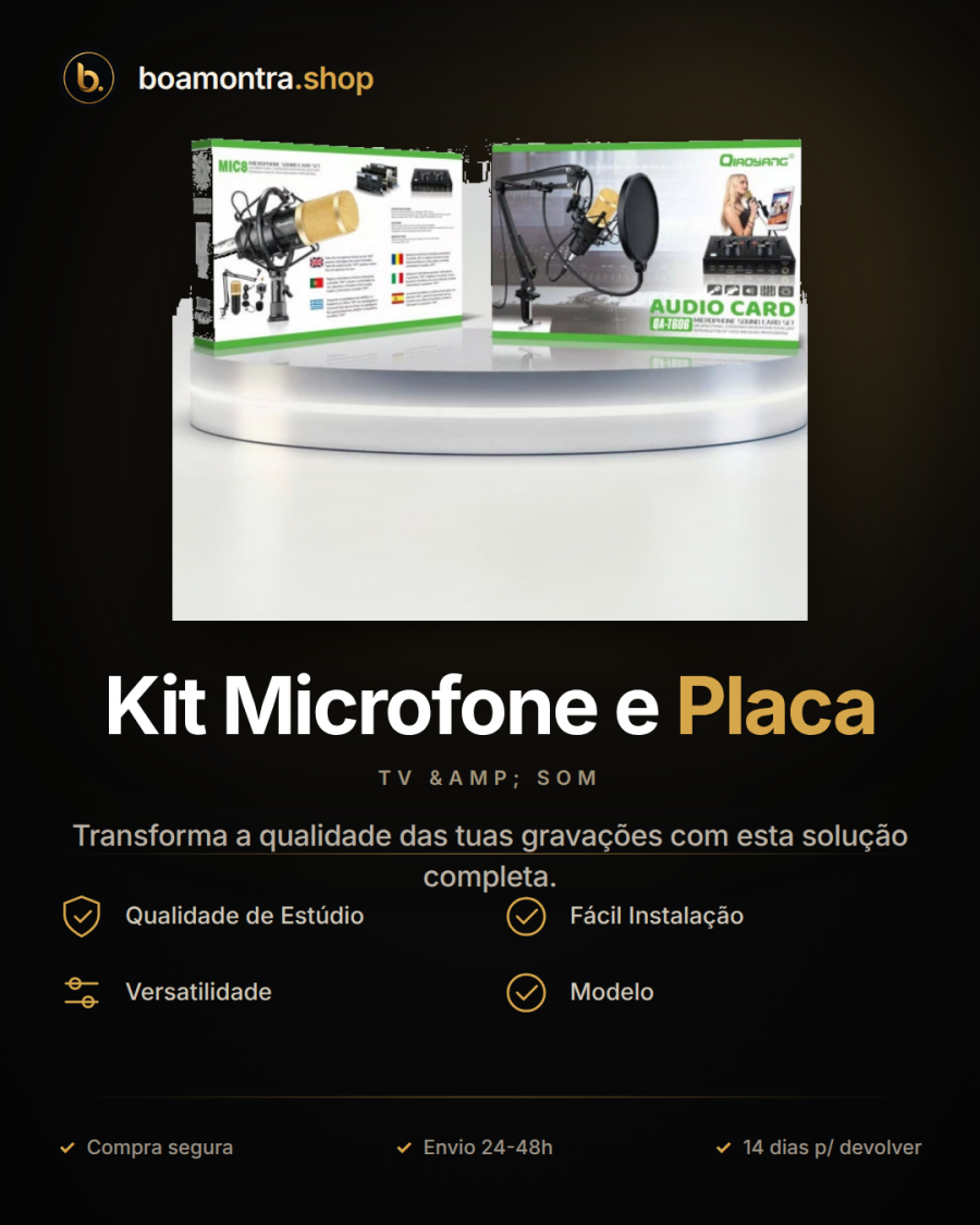 Gravações Profissionais com Kit Microfone e Placa