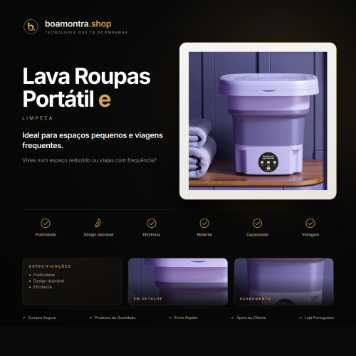 Lava Roupas Portátil e Dobrável