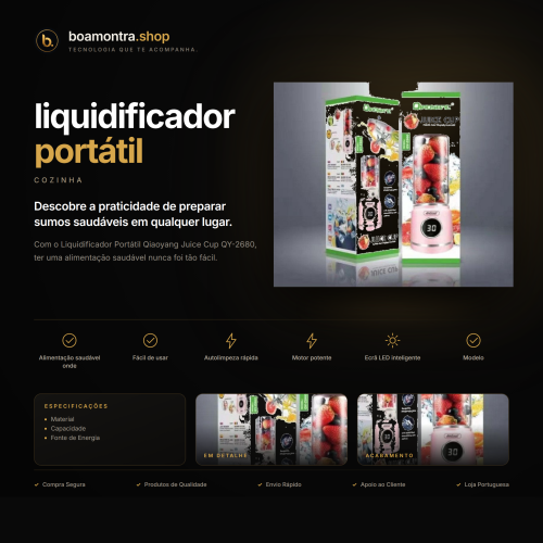Alimentação saudável com liquidificador portátil