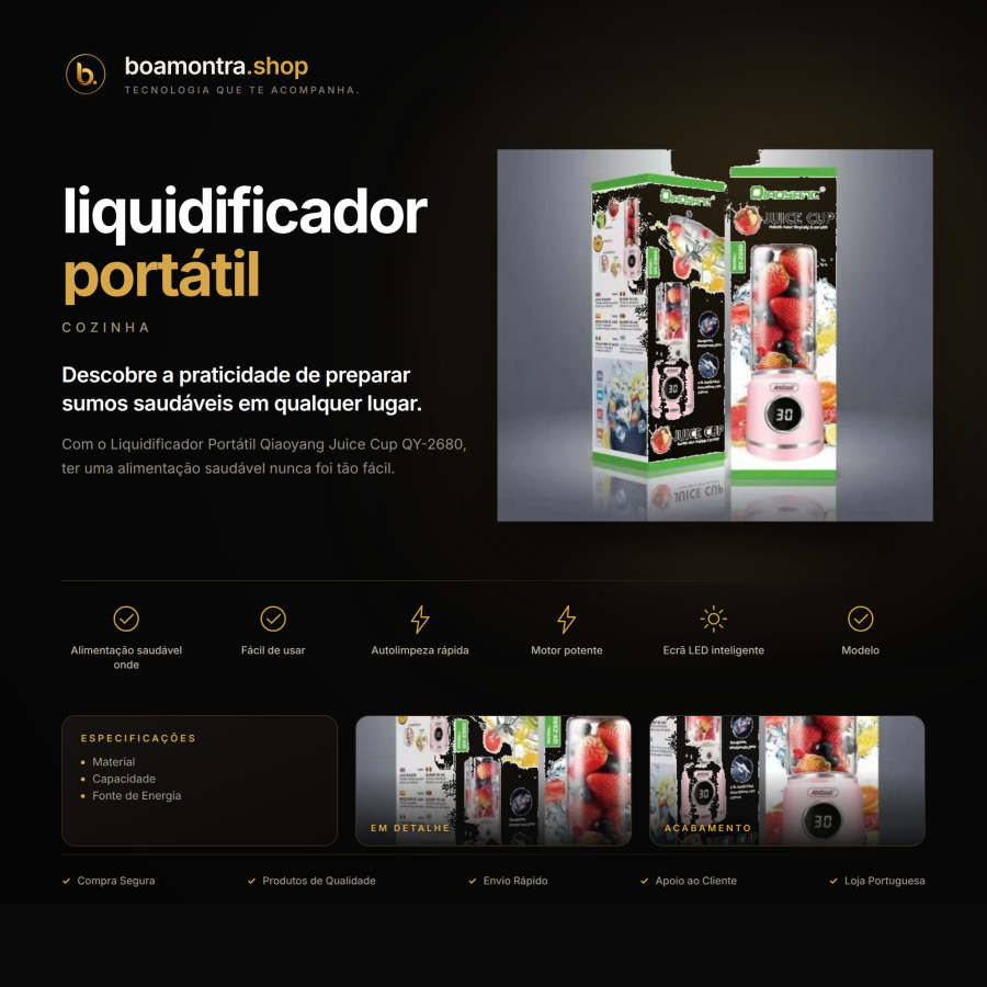 Alimentação saudável com liquidificador portátil