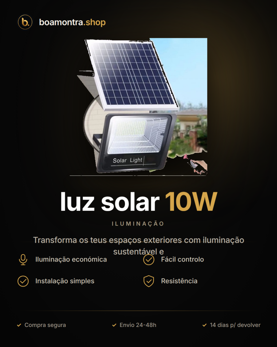 Ilumina o exterior com luz solar 10W