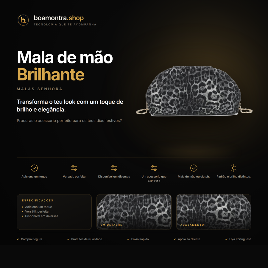 Acessório Elegante: Mala de mão Brilhante