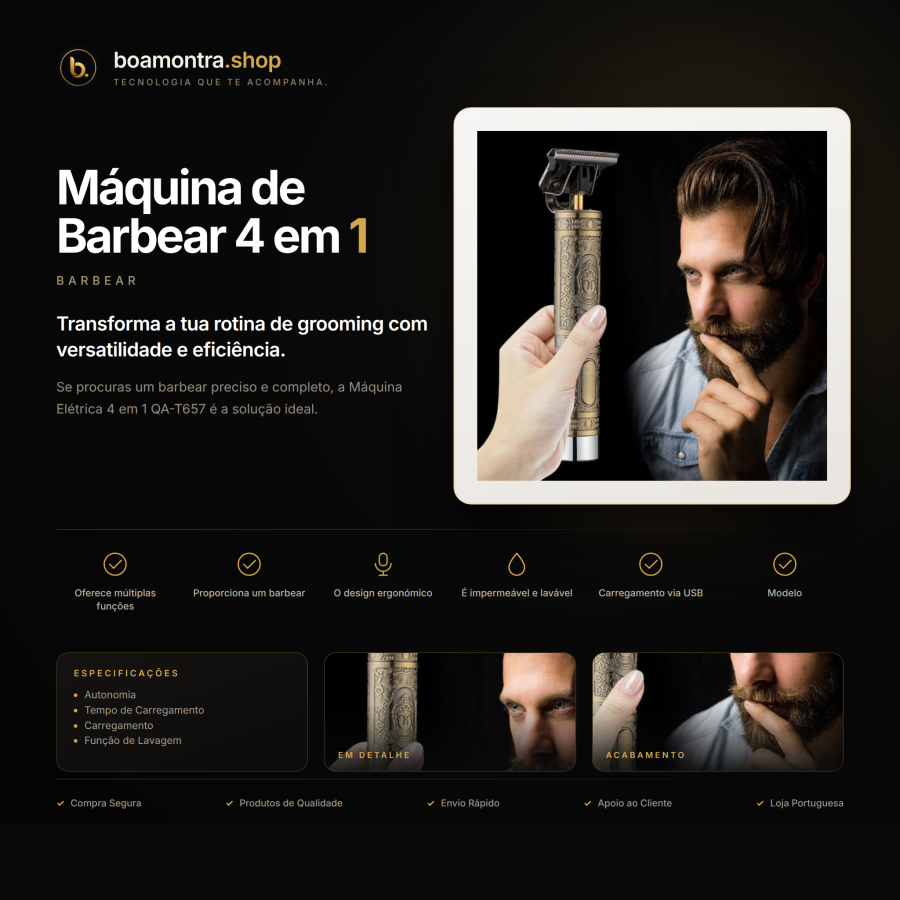 Corte de precisão com Máquina de Barbear 4 em 1