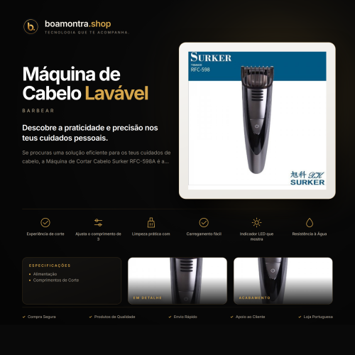 Corte Preciso com Máquina de Cabelo Lavável