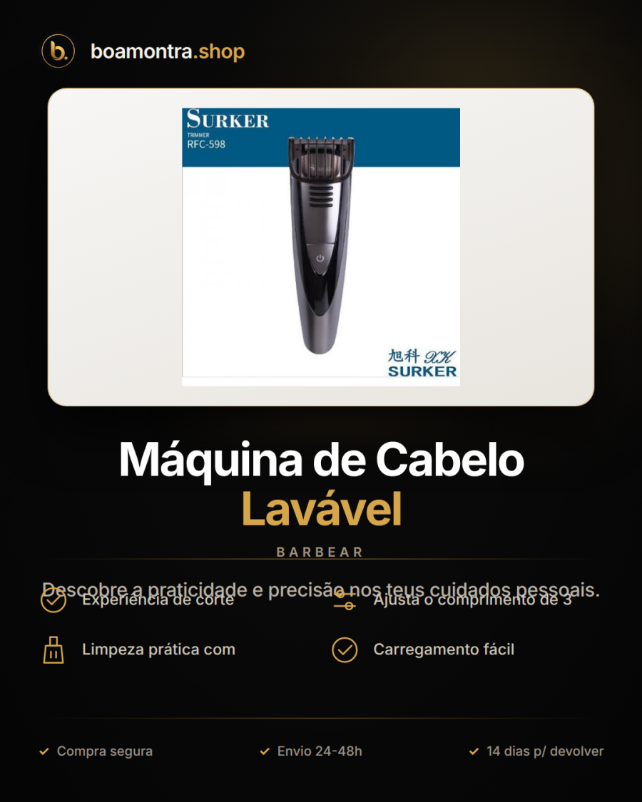 Corte Preciso com Máquina de Cabelo Lavável