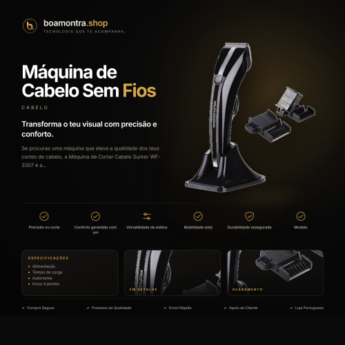 Cortes Perfeitos com Máquina de Cabelo Sem Fios