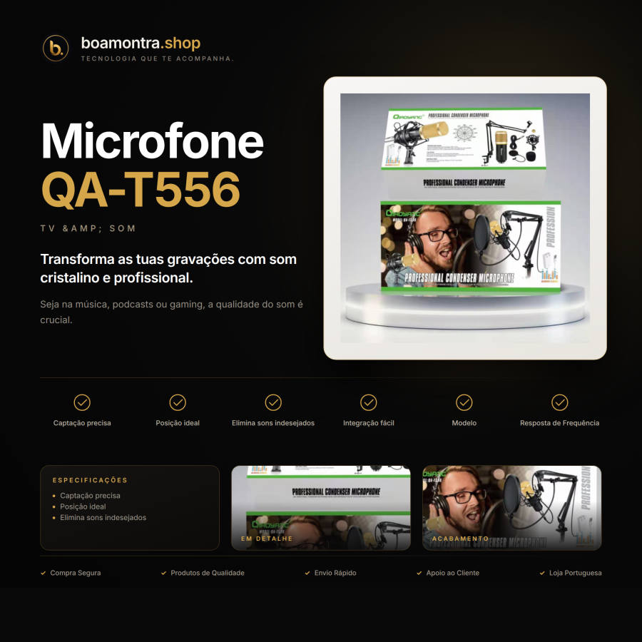 Qualidade de Som Superior com Microfone QA-T556