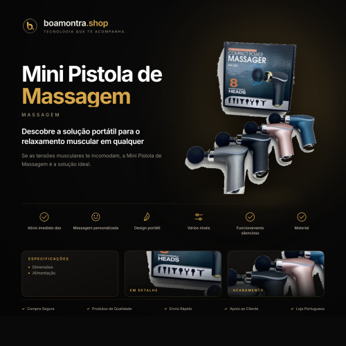 Alivia tensões com Mini Pistola de Massagem