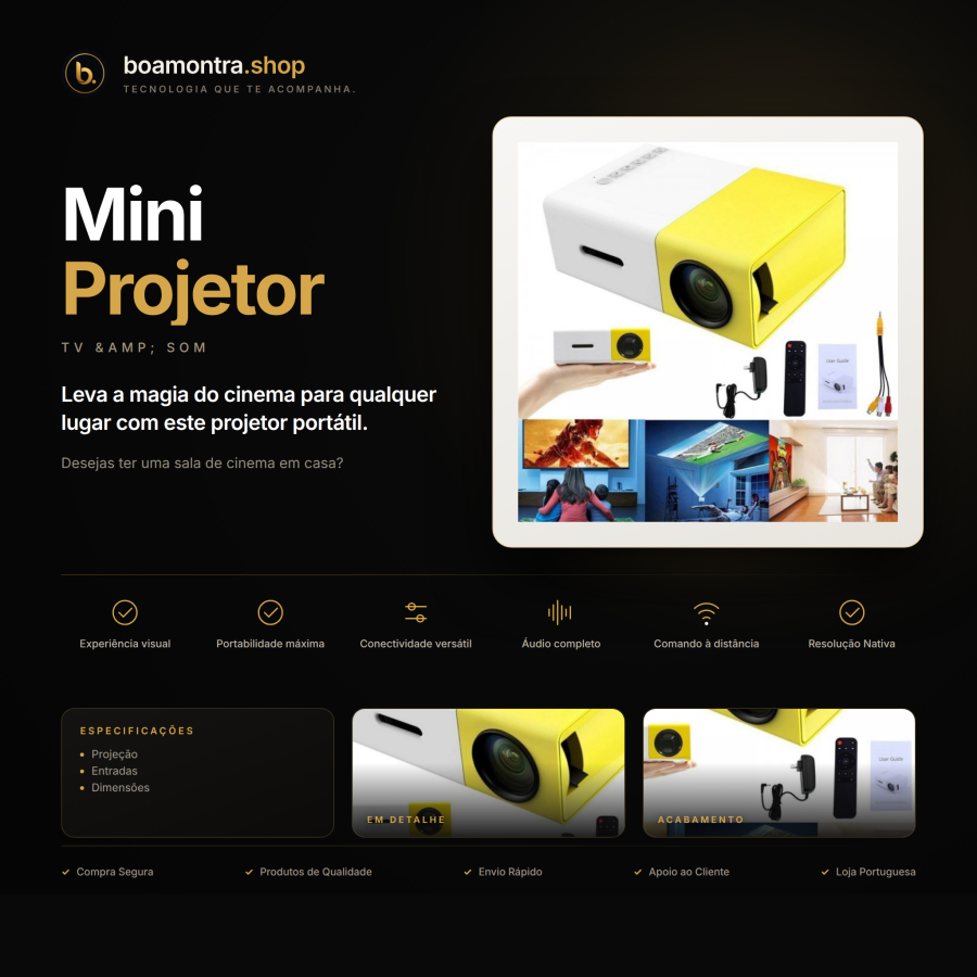 Transforma a tua casa com Mini Projetor