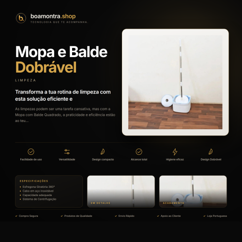 Limpeza Prática com Mopa e Balde Dobrável