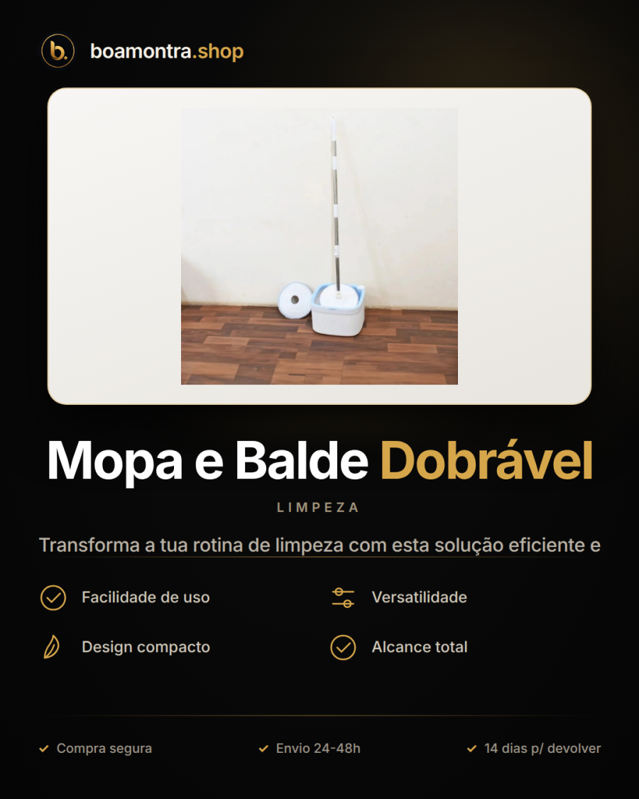 Limpeza Prática com Mopa e Balde Dobrável